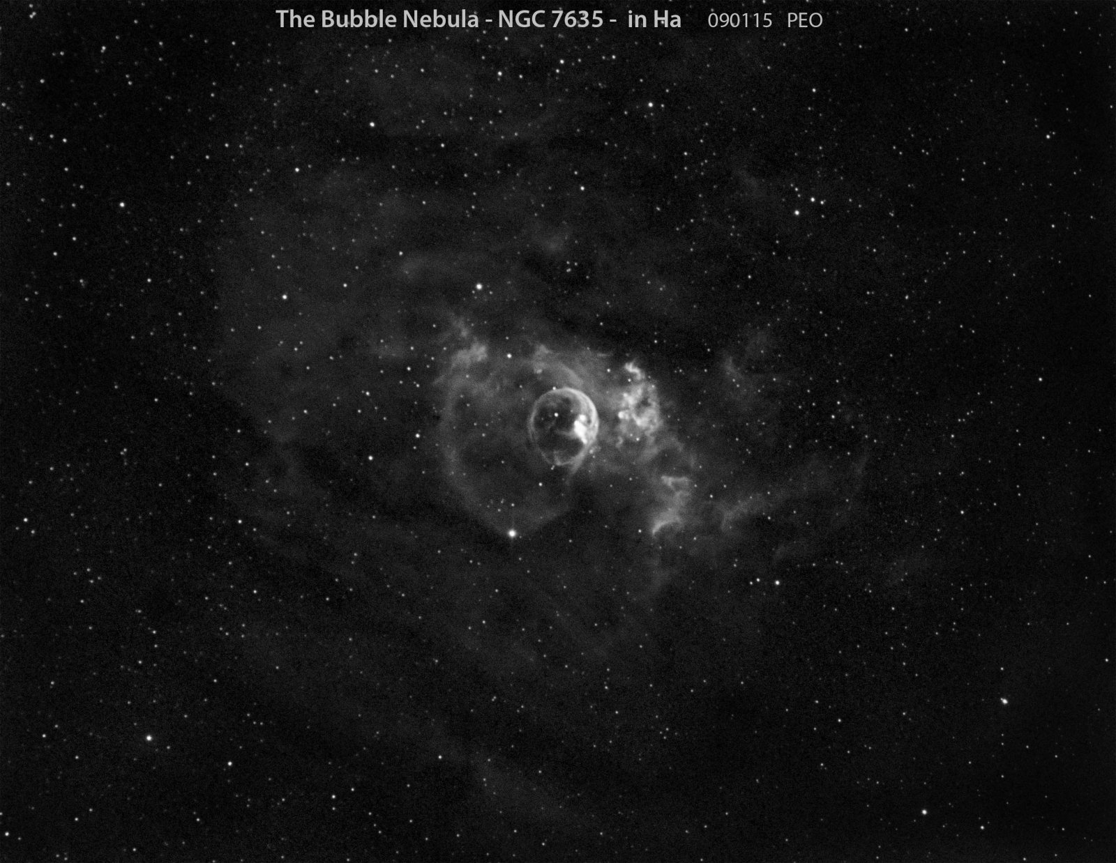 Bubble Nebula, in Ha